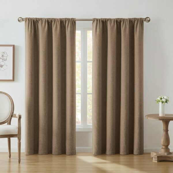 Solid Woodsmoke Rod Pocket Back Tab Blackout Curtain Panel, 52" x 84"