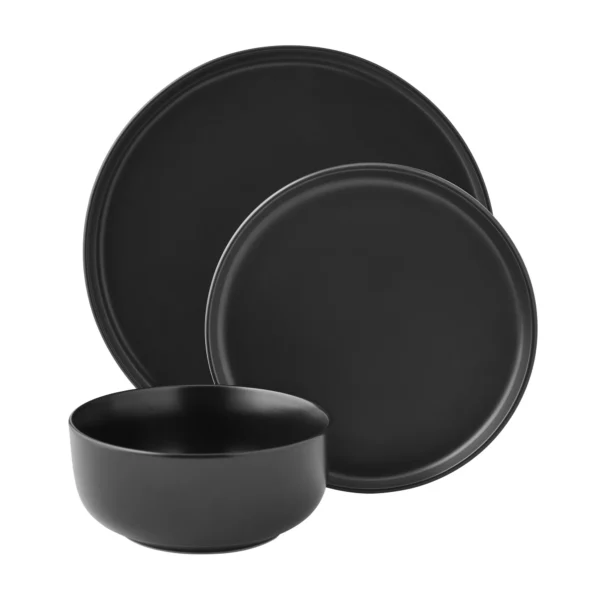Alessandra Matte Black 12-Piece Stoneware Dinnerware Set