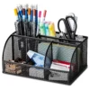 Mesh Desktop Organizer Office Supplies, 7 Compartments, Black