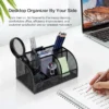 Mesh Desktop Organizer Office Supplies, 7 Compartments, Black - Image 3