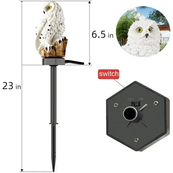 Garden Solar Lights Resin Owl Solar LED Lights - Image 2