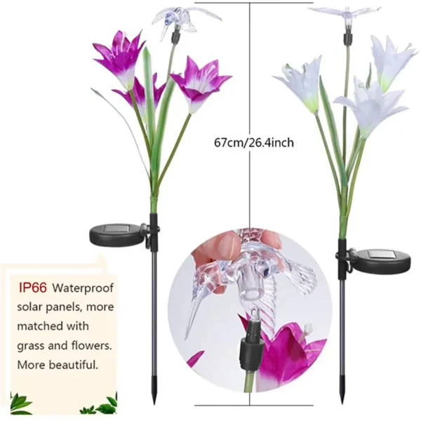 Butterflies Flower Solar LED Powered Lights with 6 Lily - Image 2