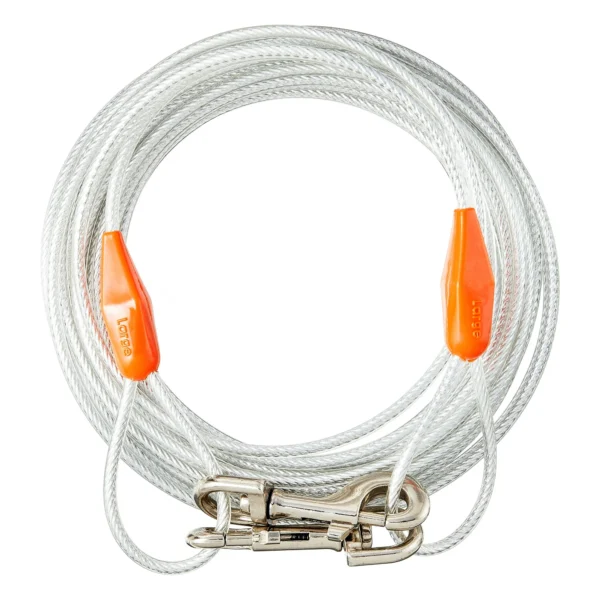 Large 40 ft Reflective Vinyl-Covered Tie-Out Cable for Dogs