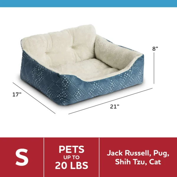 Lounger Small Dog or Cat Bed, Blue 21" x 17" - Image 2