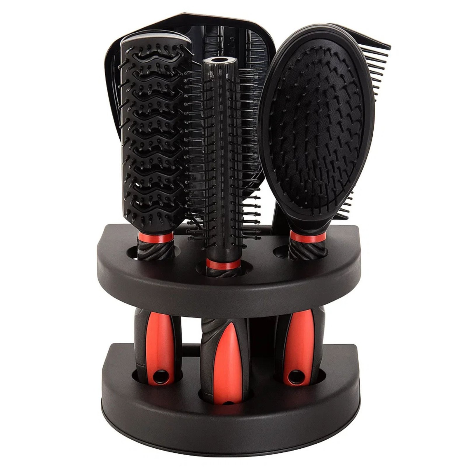 5-Piece Salon Hair Cutting Brush & Comb Set with Vanity Mirror and Decorative Organizer Stand